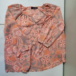 a.n.a Women's Peach and Taupe Patterned Blouse